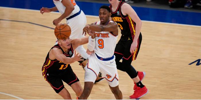 RJ Barret (9) has been a staple of the Knicks starting five since arriving as 2019's third overall pick.